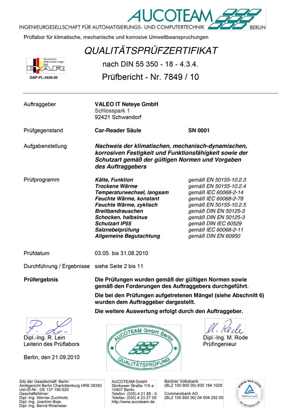 CARREADER Zertifikat Säule
