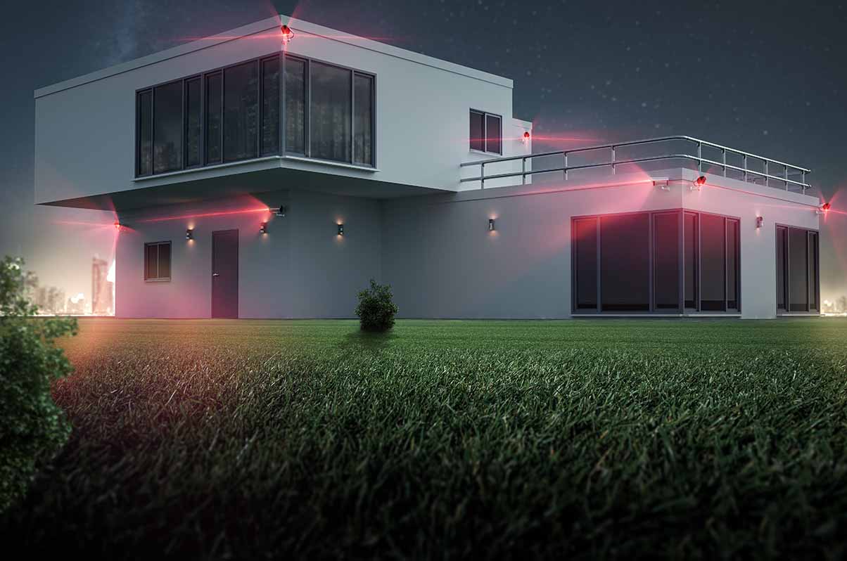Laser Überwachung eines Hauses